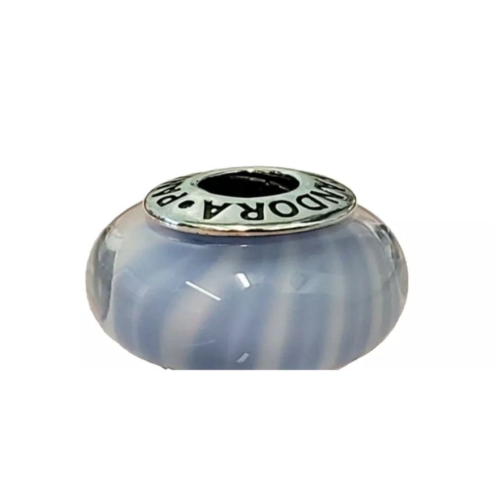Pandora light blue candy strip charm